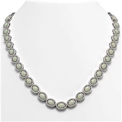 32.42 CTW Opal & Diamond Halo Necklace 10K White Gold - REF-670F8N - 40568