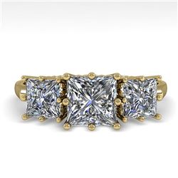 2.0 CTW Past Present Future VS/SI Princess Diamond Ring 18K Yellow Gold - REF-414X2T - 35917