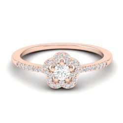 0.35 CTW Micro Pave VS/SI Diamond Ring Moon Halo In 10K Rose Gold - REF-27H5A - 21413