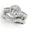 Image 1 : 2.21 CTW Certified VS/SI Diamond 2Pc Wedding Set Solitaire Halo 14K White Gold - REF-432W9F - 31313