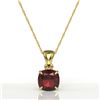 Image 2 : 1.50 Cushion Cut CTW Garnet Designer Solitaire Necklace 18K Yellow Gold - REF-24X2T - 21944