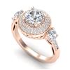 Image 1 : 2.05 CTW VS/SI Diamond Solitaire Art Deco 3 Stone Ring 18K Rose Gold - REF-490X9T - 37263