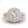 Image 2 : 2.05 CTW VS/SI Diamond Solitaire Art Deco 3 Stone Ring 18K Rose Gold - REF-490X9T - 37263