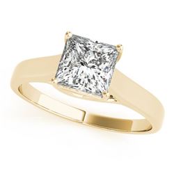 0.75 CTW Certified VS/SI Princess Diamond Solitaire Ring 18K Yellow Gold - REF-207T8M - 28145