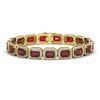 Image 1 : 26.21 CTW Garnet & Diamond Halo Bracelet 10K Yellow Gold - REF-301A8X - 41425