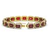 Image 2 : 26.21 CTW Garnet & Diamond Halo Bracelet 10K Yellow Gold - REF-301A8X - 41425