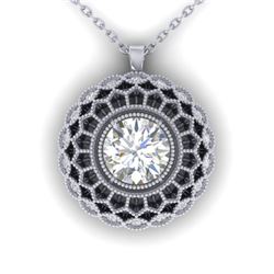 1.25 CTW Certified VS/SI Diamond Art Deco Necklace 14K White Gold - REF-360K4W - 30558