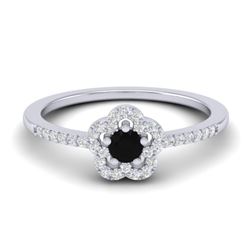 0.40 CTW Micro Pave VS/SI Diamond Ring Moon Halo In 10K White Gold - REF-22Y8K - 21409