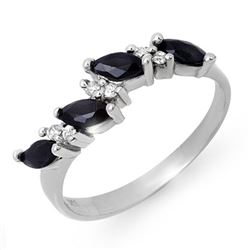 0.80 CTW Blue Sapphire & Diamond Ring 10K White Gold - REF-20H4A - 12875