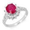 Image 1 : 3.05 CTW Ruby & Diamond Ring 18K White Gold - REF-84H4A - 13938