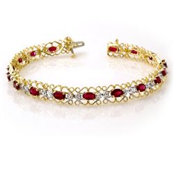 4.22 CTW Ruby & Diamond Bracelet 10K Yellow Gold - REF-69T3M - 13620