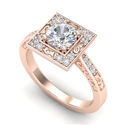 1.1 CTW VS/SI Diamond Art Deco Ring 18K Rose Gold - REF-180N2Y - 37266