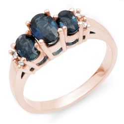 1.34 CTW Blue Sapphire & Diamond Ring 14K Rose Gold - REF-36W2F - 10536