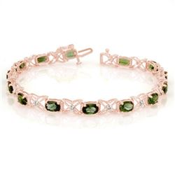 8.15 CTW Green Tourmaline & Diamond Bracelet 18K Rose Gold - REF-134F2N - 11263