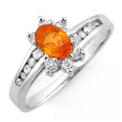 1.08 CTW Orange Sapphire & Diamond Ring 10K White Gold - REF-30K5W - 10999