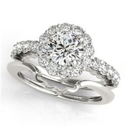 1.75 CTW Certified VS/SI Diamond 2Pc Wedding Set Solitaire Halo 14K White Gold - REF-404N9Y - 31193