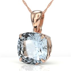 6 Cushion Cut Sky Blue Topaz Solitaire Necklace 14K Rose Gold - REF-34T2M - 22005