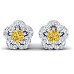 0.65 CTW Citrine & Micro Pave VS/SI Diamond Earrings Moon Halo In 10K White Gold - REF-33A5X - 21210