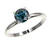 Image 2 : 1.02 CTW Certified Intense Blue SI Diamond Solitaire Engagement Ring 10K White Gold - REF-136H4A - 3