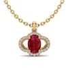 Image 1 : 2 CTW Ruby & Micro Pave VS/SI Diamond Necklace 10K Yellow Gold - REF-30W2F - 20640