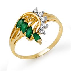 0.55 CTW Emerald & Diamond Ring 10K Yellow Gold - REF-22Y2K - 13019