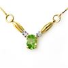 Image 1 : 1.30 CTW Peridot & Diamond Necklace 10K Yellow Gold - REF-18K5W - 12631