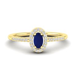 0.56 CTW Sapphire & Micro Pave VS/SI Diamond Ring Halo 18K Yellow Gold - REF-31Y3K - 21395