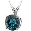 Image 2 : 2.50 CTW Certified Intense Blue SI Diamond Solitaire Necklace 10K White Gold - REF-575W8F - 33246