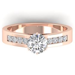 1.1 CTW Certified VS/SI Diamond Solitaire Art Deco Ring 14K Rose Gold - REF-188W2F - 30346