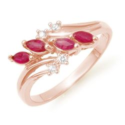 0.40 CTW Ruby & Diamond Ring 18K Rose Gold - REF-38H4A - 13149