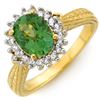 Image 1 : 2.75 CTW Green Tourmaline & Diamond Ring 10K Yellow Gold - REF-52M4H - 10985