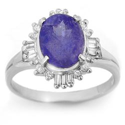 3.03 CTW Tanzanite & Diamond Ring 18K White Gold - REF-81K8W - 14462