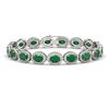 22.89 CTW Emerald & Diamond Halo Bracelet 10K White Gold - REF-291T5M - 40601
