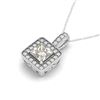 1.5 CTW Princess VS/SI Diamond Solitaire Halo Necklace 14K White Gold - REF-449A5X - 30019