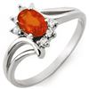0.70 CTW Orange Sapphire & Diamond Ring 10K White Gold - REF-18N2Y - 10610