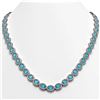 33.25 CTW Swiss Topaz & Diamond Halo Necklace 10K White Gold - REF-506N4Y - 40433