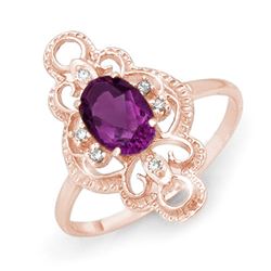 0.80 CTW Amethyst & Diamond Ring 14K Rose Gold - REF-23K3W - 12569