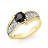 1.40 CTW VS Certified Black & White Diamond Ring 10K Yellow Gold - REF-61N5Y - 14086