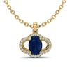 2 CTW Sapphire & Micro Pave VS/SI Diamond Necklace 10K Yellow Gold - REF-30Y2K - 20642