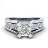 Image 2 : 1.7 CTW Cushion VS/SI Diamond Solitaire Micro Pave Ring 18K White Gold - REF-472T8M - 37163