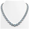 55.41 CTW Sky Topaz & Diamond Halo Necklace 10K White Gold - REF-636T4M - 40583
