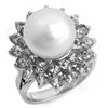 3.0 CTW Yellow Sapphire & Pearl Ring 18K White Gold - REF-112Y9K - 10350