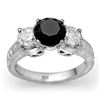 3.80 CTW VS Certified Black & White Diamond Ring 14K White Gold - REF-357M3H - 11933