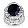 7.85 CTW Blue Sapphire & Diamond Ring 18K White Gold - REF-166H4A - 13077