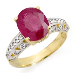 4.83 CTW Ruby & Diamond Ring 10K Yellow Gold - REF-50N5Y - 14418