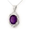 5.23 CTW Amethyst & Diamond Pendant 18K White Gold - REF-56T8M - 13986