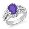 4.70 CTW Tanzanite & Diamond Ring 18K White Gold - REF-180Y2K - 14345