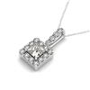 0.8 CTW Princess Certified VS/SI Diamond Solitaire Halo Necklace 14K White Gold - REF-122F4N - 30220