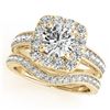 1.3 CTW Certified VS/SI Diamond 2Pc Wedding Set Solitaire Halo 14K Yellow Gold - REF-161Y3K - 30977
