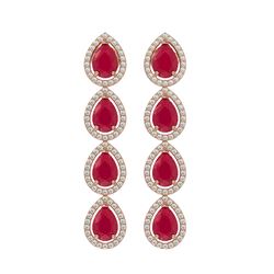 10.2 CTW Ruby & Diamond Halo Earrings 10K Rose Gold - REF-155Y5K - 41142